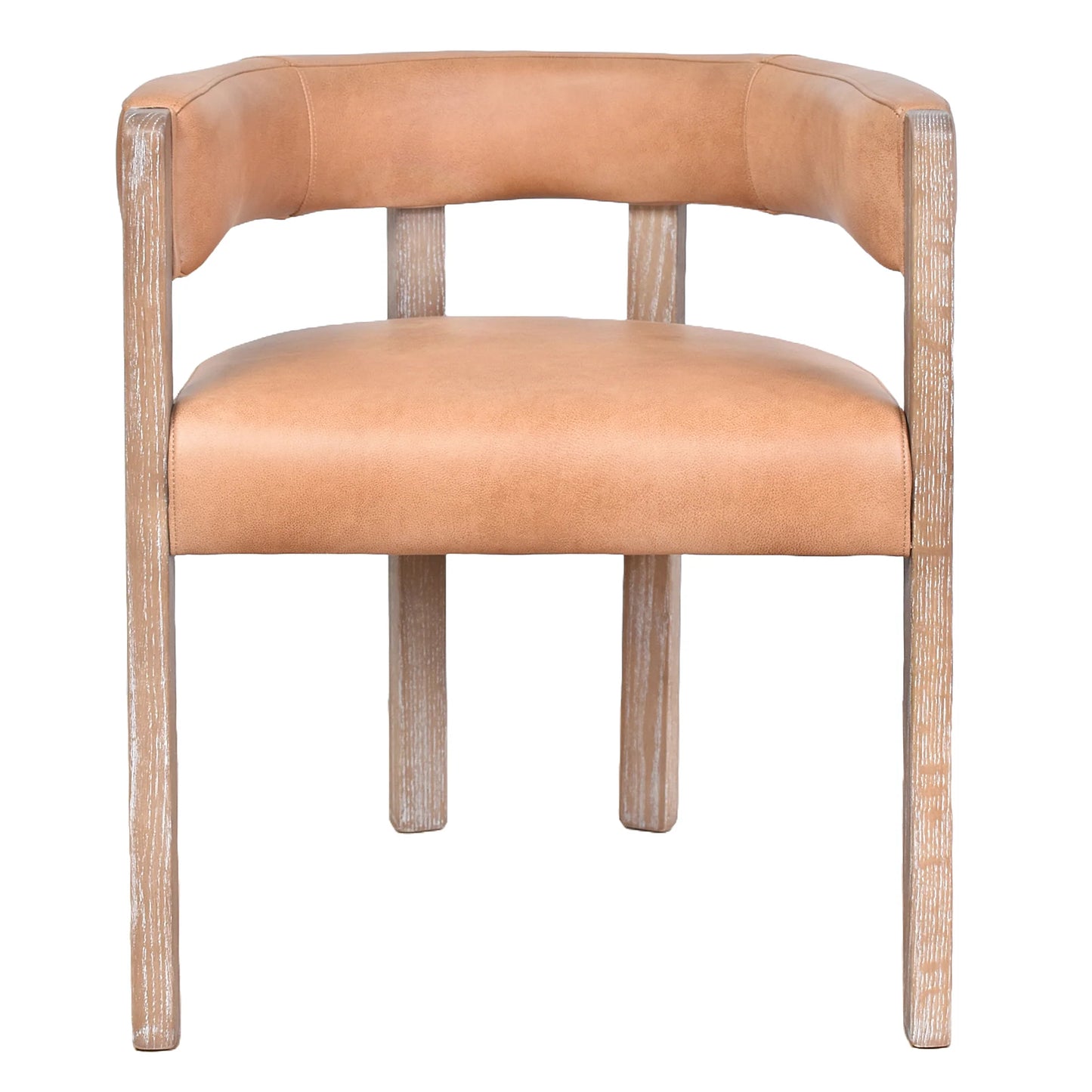 FELICE CARAMEL LEATHER DINING CHAIR WITH WHITEWASH LEGS