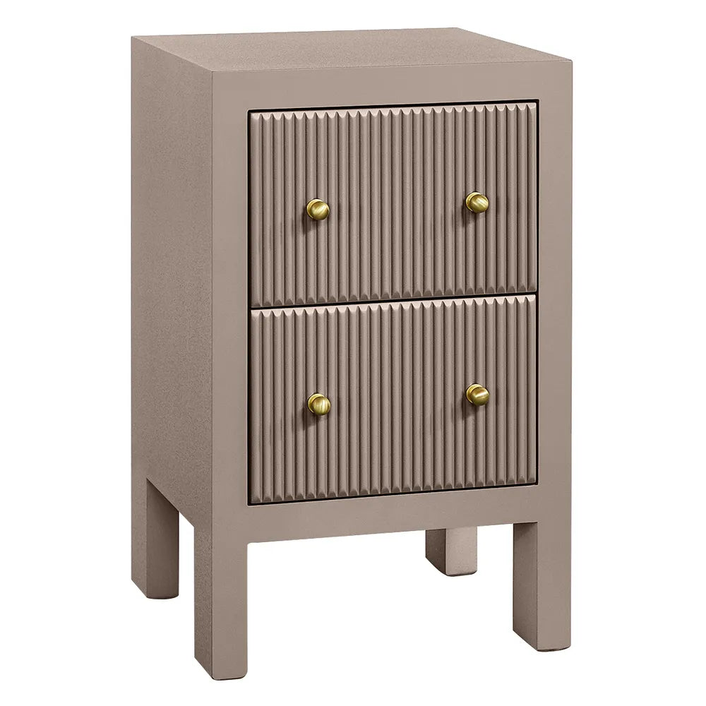JAYLA PETITE TAUPE 2-DRAWER BEDSIDE TABLE