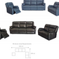 BARRON GENUINE MURANO LEATHER 3-SEATER  2-SEATER + 1 SINGLE RECLINER ARMCHAIR  LOUNGE SUITE BLACK