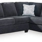 ASTOR RHF CHENILLE CHAISE WITH  SOFA BED SLATE COLOUR