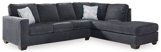 ASTOR RHF CHENILLE CHAISE WITH  SOFA BED SLATE COLOUR