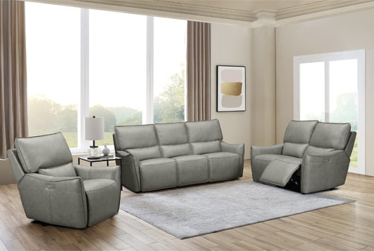 CARRERA LEATHER 2-SEATER DUAL MOTOR ELECTRIC RECLINER  SOFA GREY