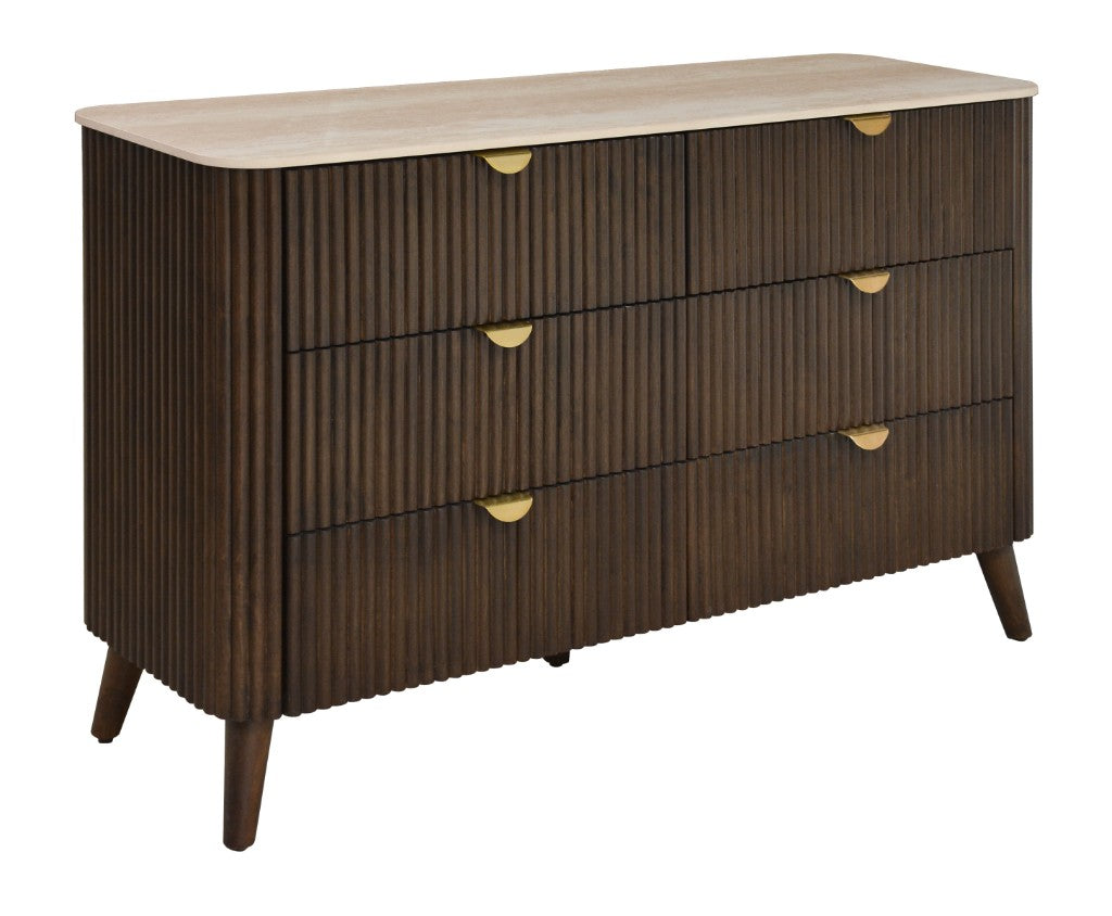 SEVERIN SOLID & VENEER MALAYSIAN HARDWOOD 6  DRAWER DRESSER/ 6 DRAWER CHEST OF DRAWERS  WALNUT