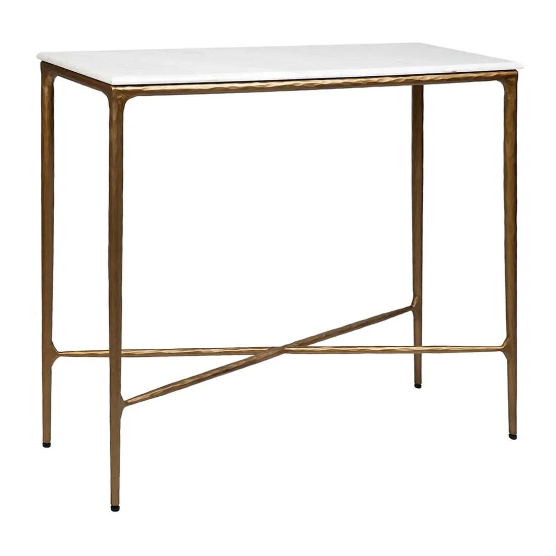 SOREN MARBLE SMALL CONSOLE TABLE/HALL TABLE - BRASS FRAME 90CM
