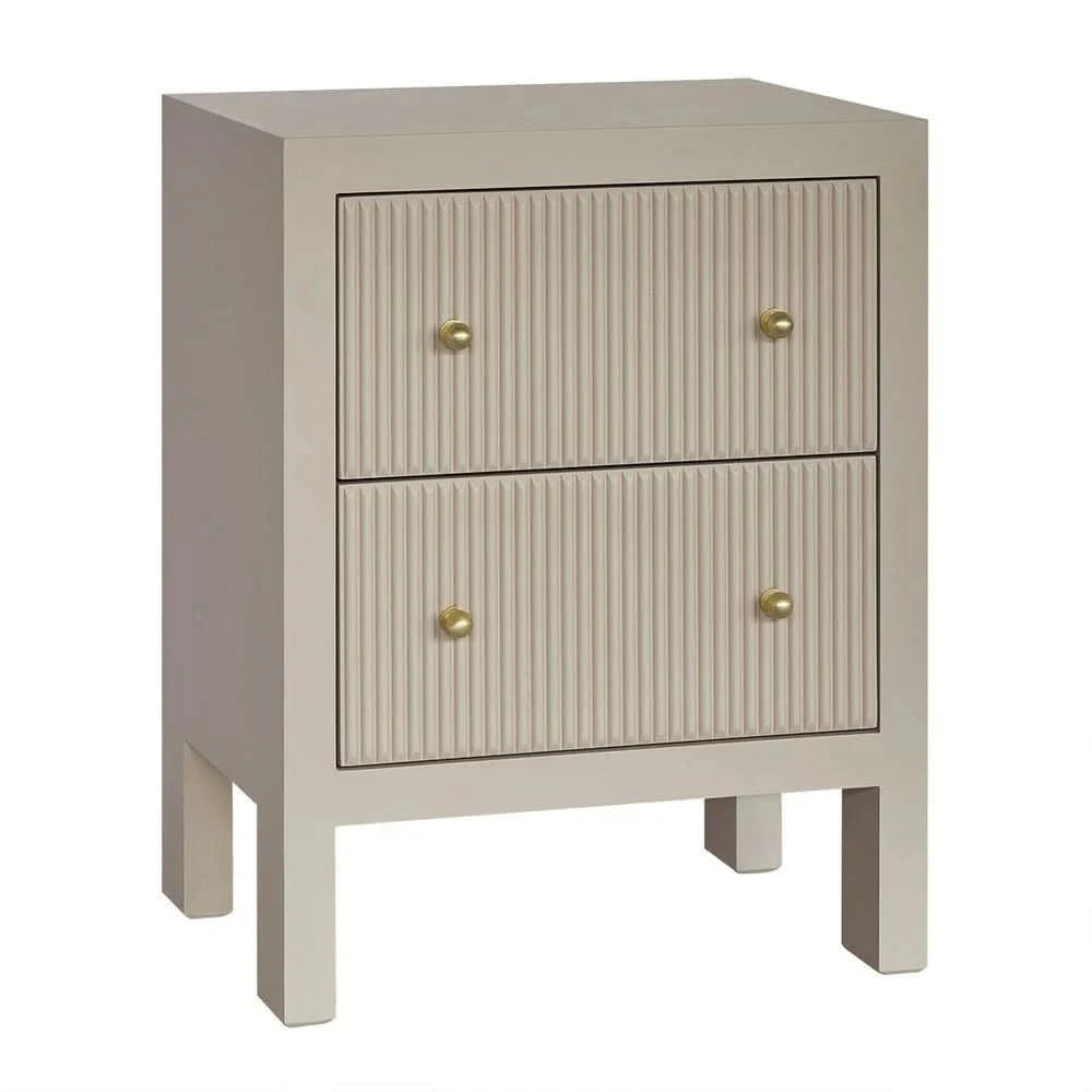 JAYLA SMALL BEIGE  2-DRAWER BEDSIDE TABLE