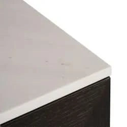 HAMPSHIRE WHITE MARBLE/SMOKED OAK 4-DOOR BUFFET/SIDEBOARD