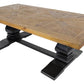 SORANZO MANGO WOOD COFFEE TABLE HANDCRAFTED PARQUET TOP OAK/BLACK 135CM FRENCH PROVINCIAL