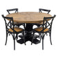 SORANZO MANGO WOOD ROUND DINING TABLE HANDCRAFTED PARQUET TOP OAK/BLACK 135CM FRENCH PROVINCIAL