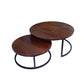 CABOT SET OF 2 COFFEE TABLES  MANGO WOOD WALNUT COLOURED TOPS WITH BLACK METAL LEGS