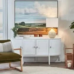 ENNIS 4 DOOR OAK & OAK VENEER BUFFET/SIDEBOARD WHITE