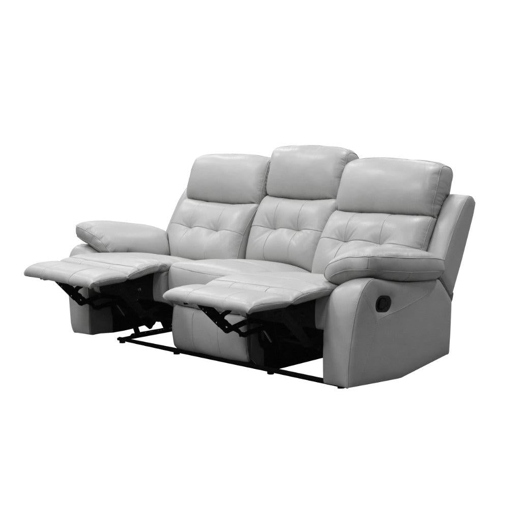 VOGUE GENUINE LEATHER 3-SEATER SOFA WITH 2 RECLINERS + 2 SINGLE RECLINER ARMCHAIR LOUNGE SUITE SILVER - MyChocolateWood