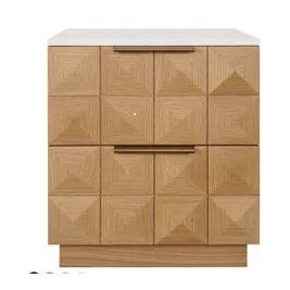 HAMPSHIRE WHITE MARBLE/WHITE OAK 2-DRAWER BEDSIDE TABLE