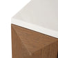 HAMPSHIRE WHITE MARBLE /WALNUT 2-DRAWER BEDSIDE TABLE