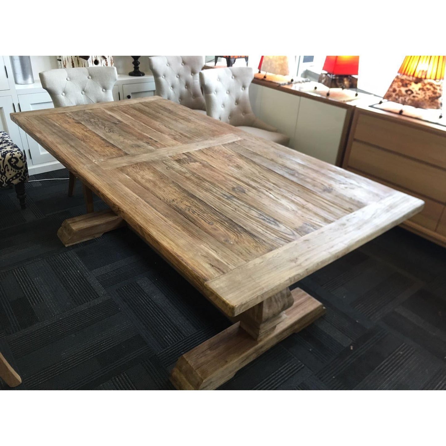 RHIANNON FARMHOUSE HAMPTON STYLE RUSTIC DINING TABLE IN 300CM