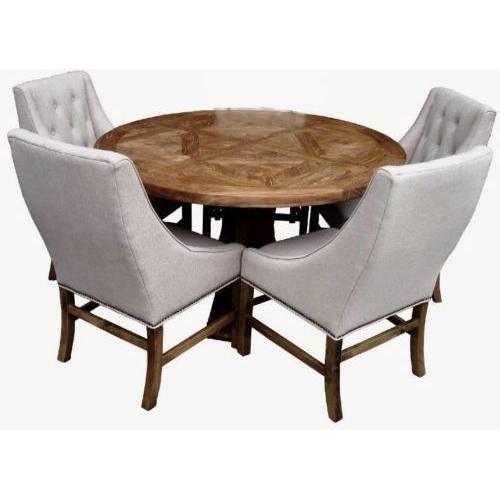 VALENTINA ROUND DINING TABLE 120CM- DISTRESSED WHITE BASE