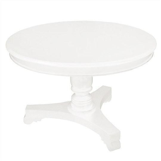 ROSMARIE QUEEN ANN ROUND DINING TABLE IN SOLID MAHOGANY 120CM - SOLID WHITE