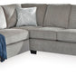 ASTOR LHF CHENILLE CHAISE WITH  SOFA BED ALLOY COLOUR