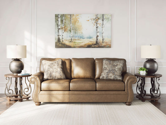 EMBER 3-SEATER FAUX LEATHER SOFA BROWN