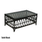 RUSSO TEMPERED GLASS TOP RATTAN COFFEE TABLE IN SOLID BLACK
