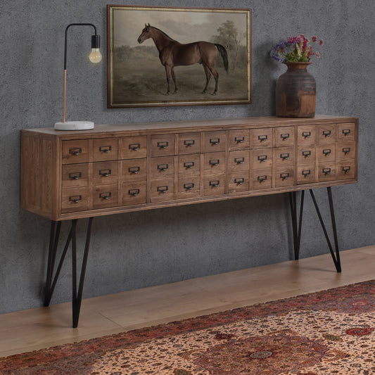 BOSWORTH OLD ELM PHARMACY SIDEBOARD/BUFFET  BLACK & NATURAL