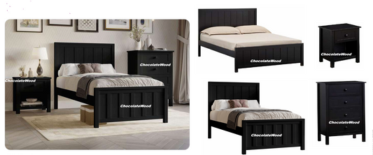 BAYLIN RUBBERWOOD KING SINGLE BED BLACK
