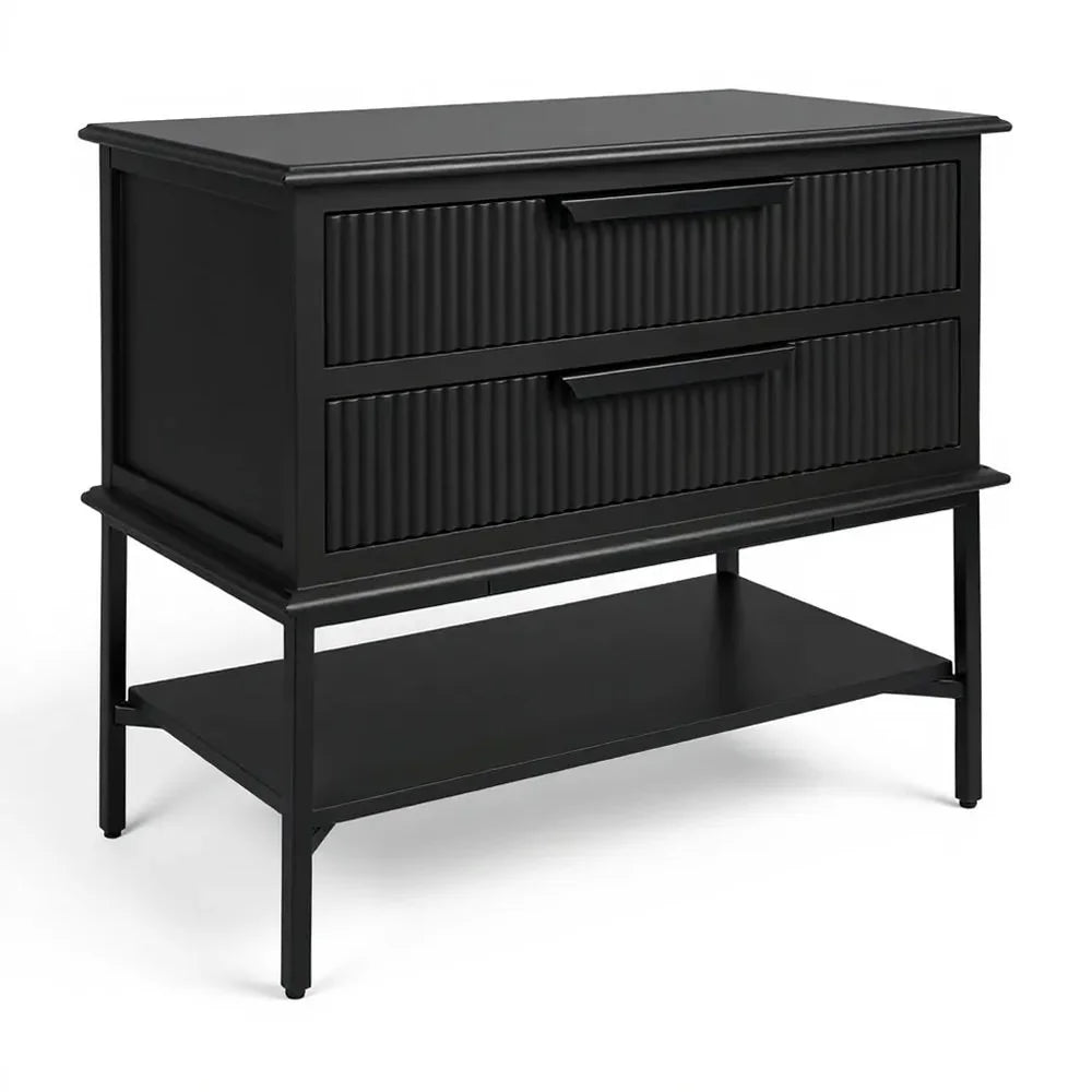 MORETTI 2-DRAWER BEDSIDE TABLE SATIN BLACK LARGE