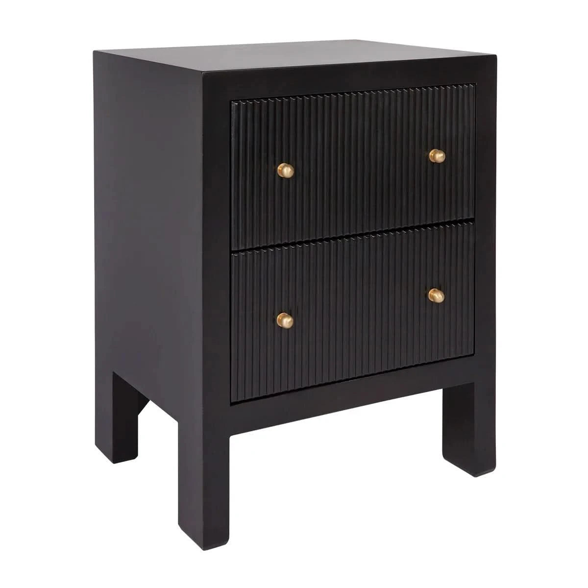 JAYLA SMALL BLACK 2-DRAWER BEDSIDE TABLE