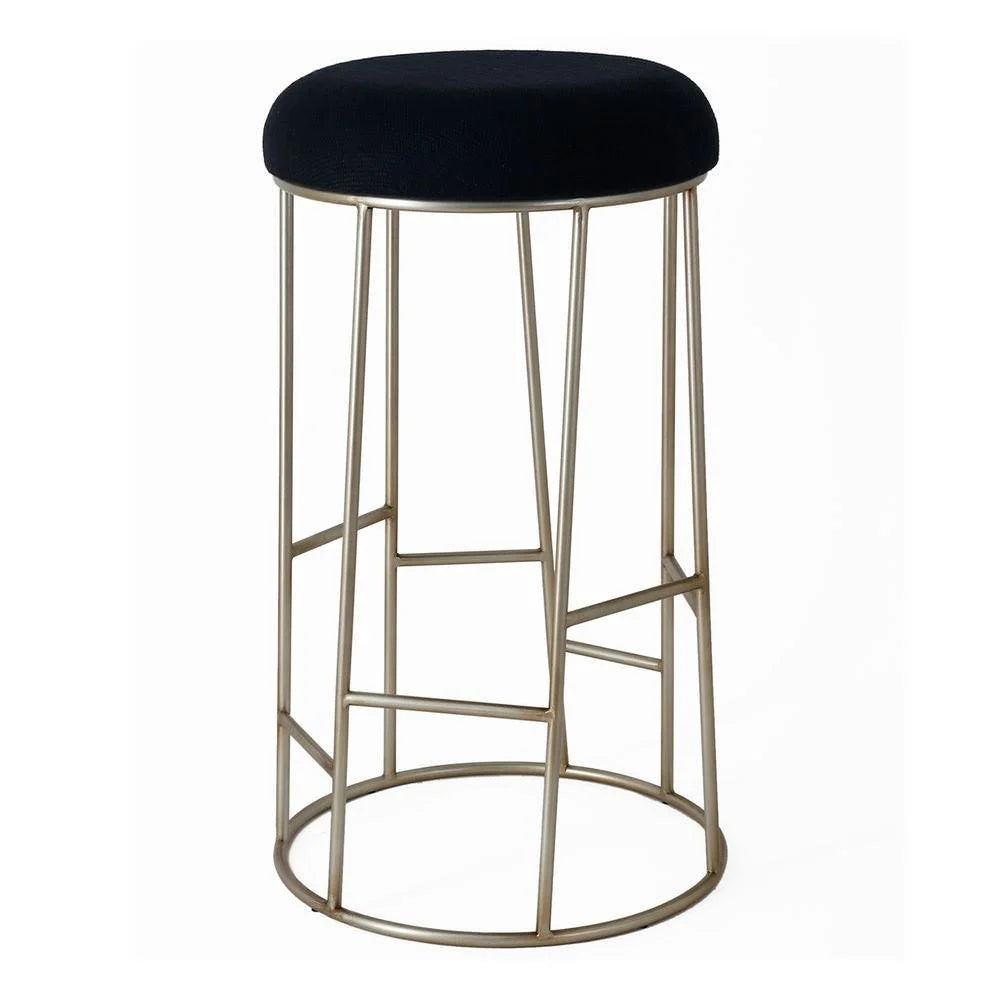 JACE GOLD STEEL BAR STOOL - BLACK LINEN