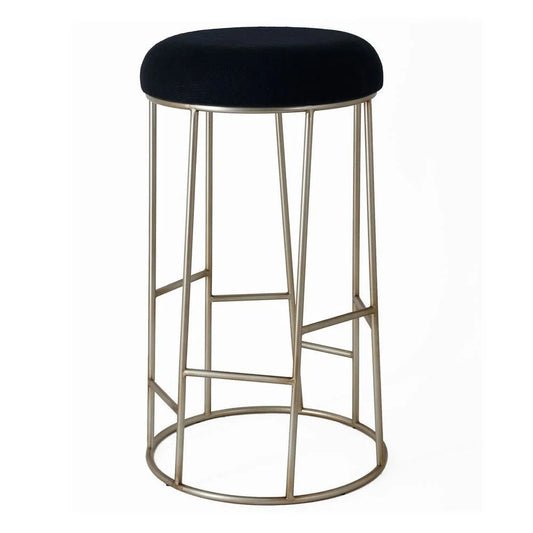 JACE GOLD STEEL BAR STOOL - BLACK LINEN
