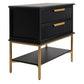 MORETTI 2-DRAWER BEDSIDE TABLE SATIN BLACK/GOLD LARGE