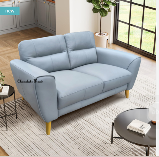 VIGGO 2-SEATER LEATHER SOFA BLUE