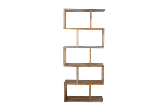 LUZU SOLID MANGO WOOD OPEN BOOKCASE /BOOKSHELF OAK BROWN 80X28X185CM