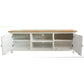 CHRISTA HAMPTON SOLID ACACIA 2-DOOR 2 NICHE TV UNIT LIGHT OAK TOP/WHITE BASE