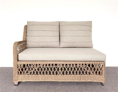 NOLA OUTDOORS 6PC CORNER WICKER SOFA SET- NATURAL/STONE