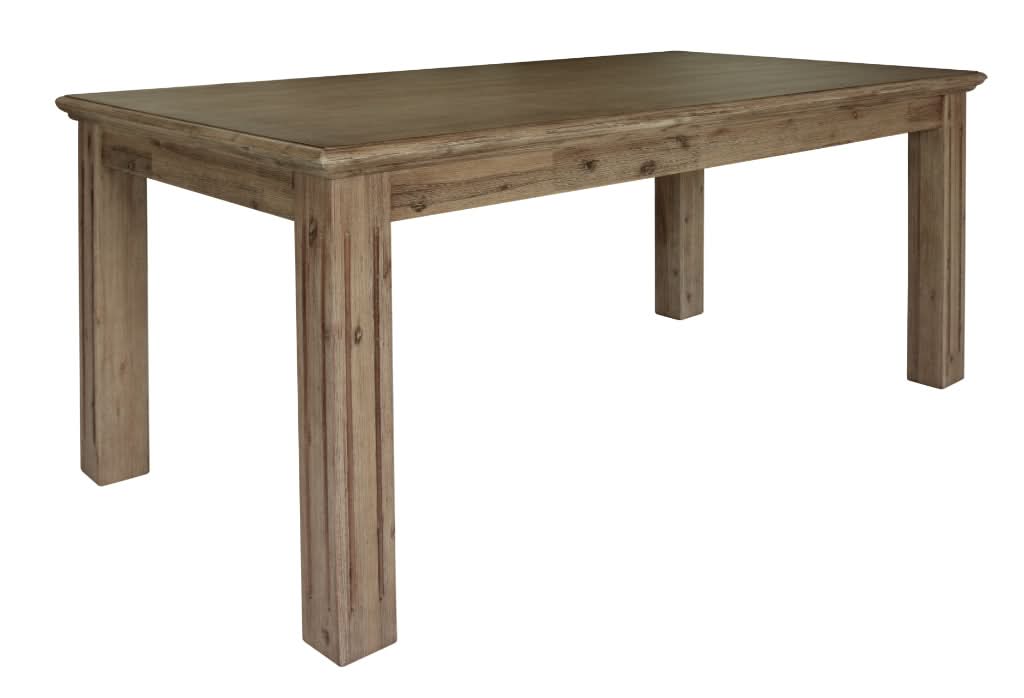 DEVONSHIRE ACACIA TIMBER 7 PIECE DINING SET -1 DINING TABLE  180CM & 6 DEVONSHIRE DINING CHAIRS BRUSHED KHAKI