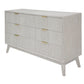 NOVAK SOLID ACACIA DRESSER CHEST OFF 6 DRAWERS WHITEWASHED