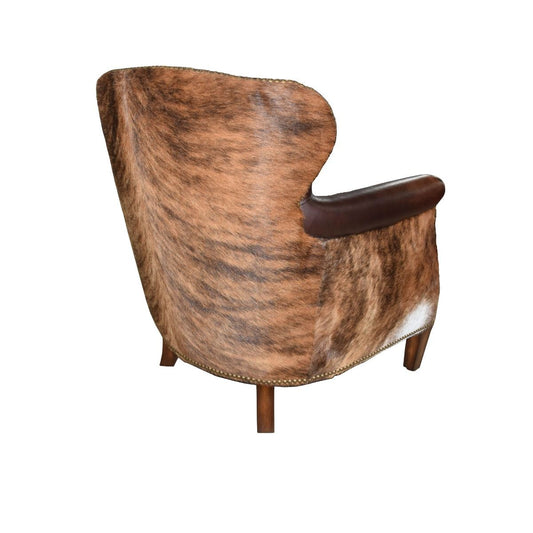 NAPIER GENUINE TOP GRAIN LEATHER ARMCHAIR EASY CHAIR LOUNGE CHAIR FONTANA COLOURED LEATHER WITH EXOTIC DARK HAIR ON HIDE