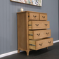 FAIRFAX SOLID RUSTIC OAK 5-DRAWER TALLBOY/ 5 DRAWER CHEST OF DRAWERS