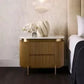 DENEUVE BEDSIDE TABLE ANTIQUE GOLD WITH CARRARA MARBLE TOP