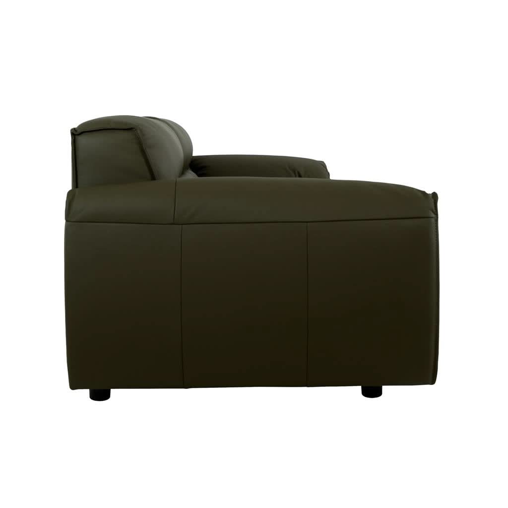 SPARKLER LEATHER 3-SEATER + 2-SEATER LEATHER SOFA OLIVE GREEN LOUNGE SET