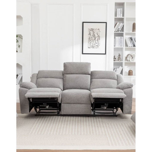 ALLOA FABRIC 3-SEATER ELECTRIC RECLINER SOFA GREY