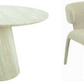 BYRD 5 PIECE DINING SET: 1  ROUND DINING TABLE TRAVERTINE LOOK 120CM  & 4 BYRD DINING CHAIRS IVORY