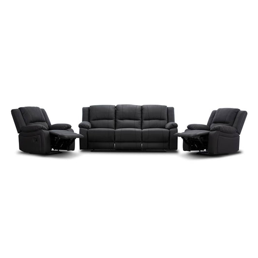 DORVAL 3-SEATER + 2 SINGLE RECLINERS SUITE LATTE - MyChocolateWood