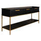 MORETTI 3-DRAWER CONSOLE TABLE/HALL TABLE SATIN BLACK  & GOLD LARGE