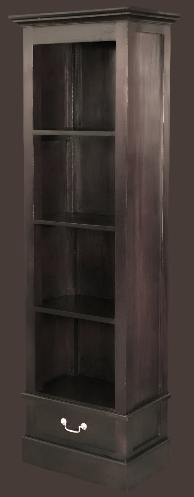 TANAKA SOLID MAHOGANY NARROW BOOKCASE IN CHOCOLATE FINISH