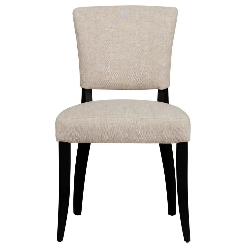 SET OF 2 CAVENDISH LINEN DINING CHAIR BEIGE/BLACK