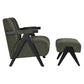 PELLERIN FABRIC ARMCHAIR & MATCHING STOOL DARK GREEN