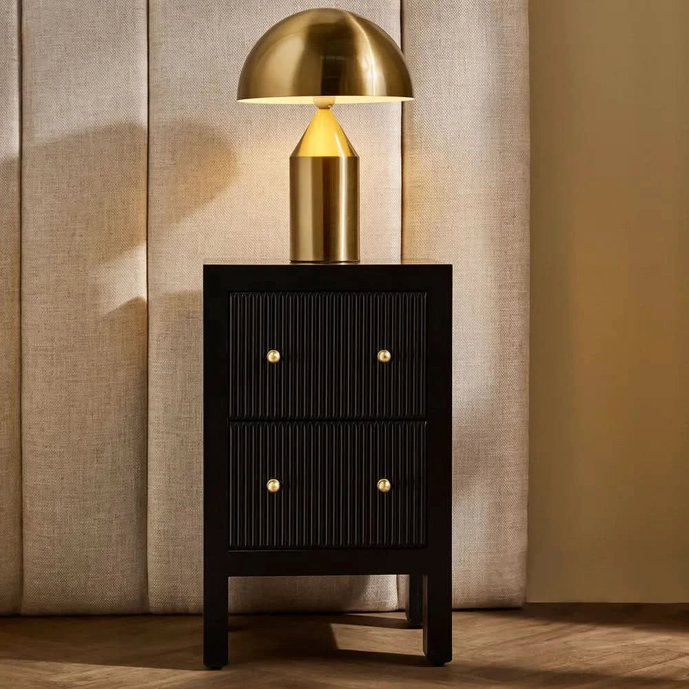 JAYLA PETITE BLACK 2-DRAWER BEDSIDE TABLE