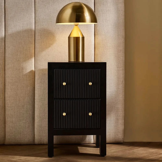 JAYLA PETITE BLACK 2-DRAWER BEDSIDE TABLE