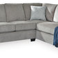 ASTOR RHF CHENILLE CHAISE WITH  SOFA BED ALLOY COLOUR